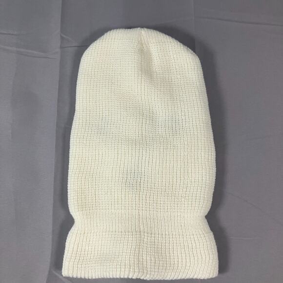 White Acrylic Knit Ski Mask 3-Hole Face Cover Winter Snowboard Cold Weather - Picture 6 of 10